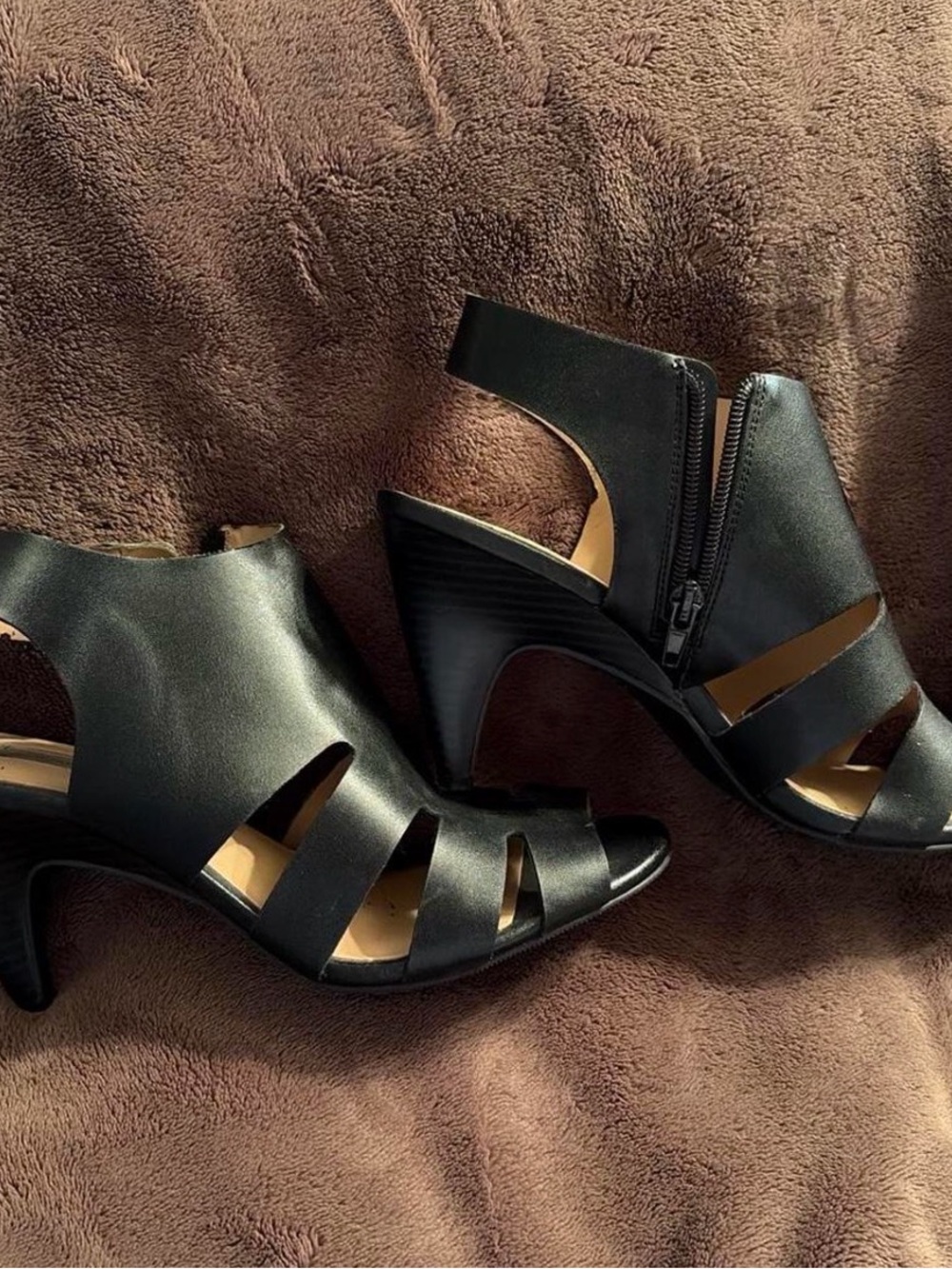 INC International Concepts Black Cutout Peep-Toe Dress Sandals